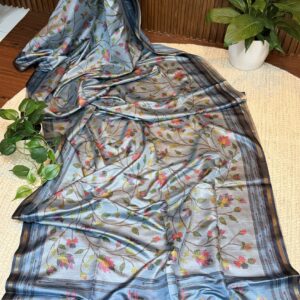 Tusser crepe printed