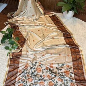 Tusser crepe printed