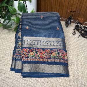 Georgette with zari checks