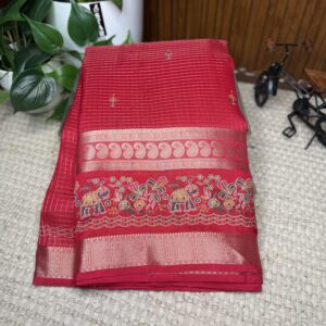 Georgette with zari checks