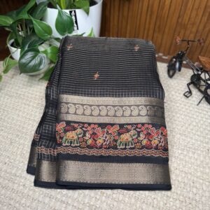 Georgette with zari checks