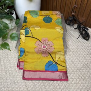 Mangalagiri pattu with Kalamkari print
