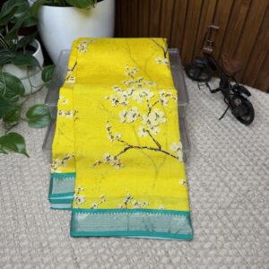 Mangalagiri pattu with Kalamkari print