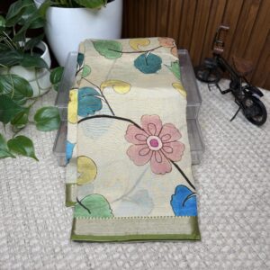 Mangalagiri pattu with Kalamkari print