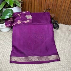 Designer plain saree